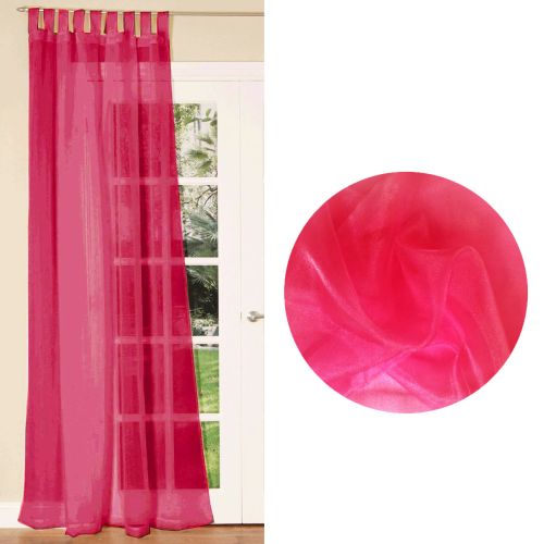 1 Piece Organza Tab Top Curtain Hot Pink 140 x 215 cm