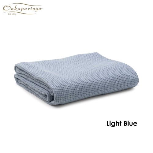 Pure Bamboo Cotton Blanket Light Blue by Onkaparinga