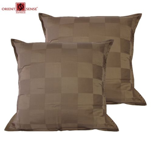 Pair of Dominic Coffee European Pillowcases by Chameleon Bedwear