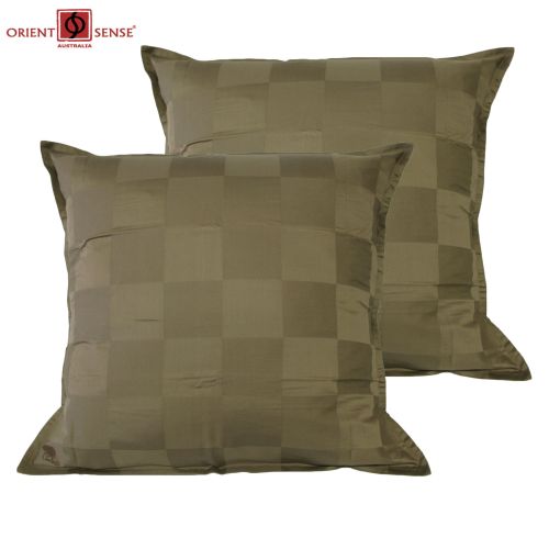 Pair of Dominic Olive European Pillowcases by Chameleon Bedwear