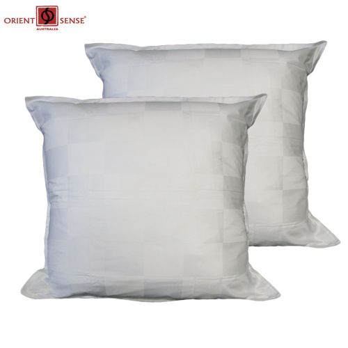 Pair of Dominic White European Pillowcases by Chameleon Bedwear
