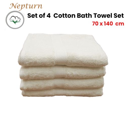 Pack of 4 Nepturn Cotton Bath Towel Set 70 x 140 cm