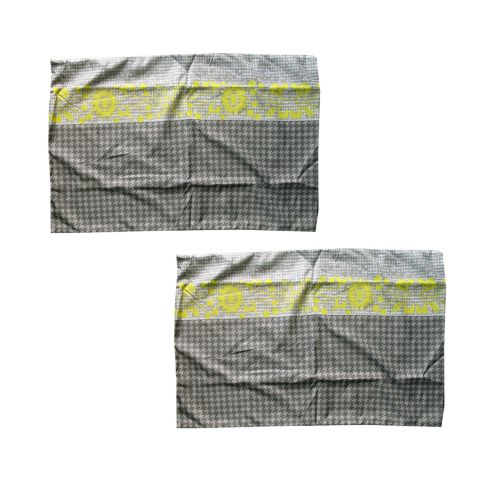 Pair of Microfiber Polyester Ali Neon Grey/Green Standard Pillowcases by Home Innovations