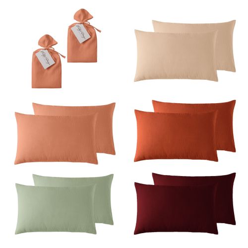 Pair of 100% Linen Standard Pillowcases 48 x 73cm by Vintage Design Homewares