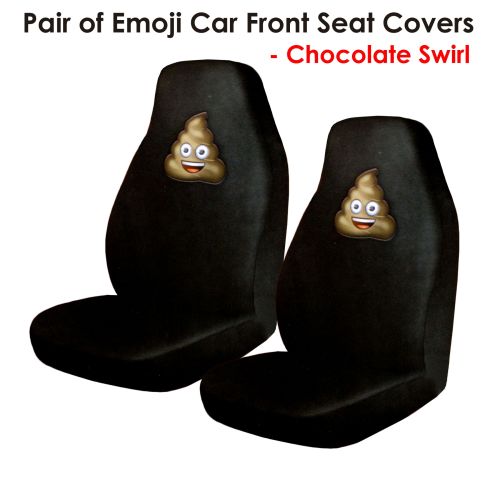 Pair of Emoji Car Front Seat Covers Chocolate Swirl