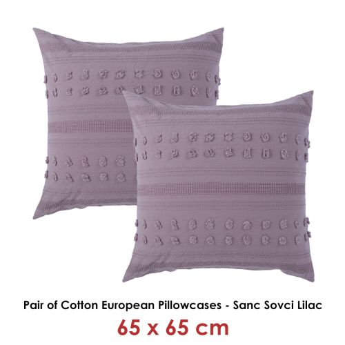 Pair of Sanc Sovci Lilac European Pillowcases by Vintage Design Homewares