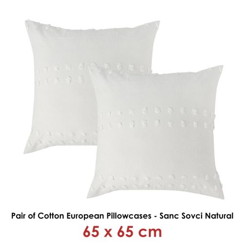 Pair of Sanc Sovci Natural European Pillowcases by Vintage Design Homewares