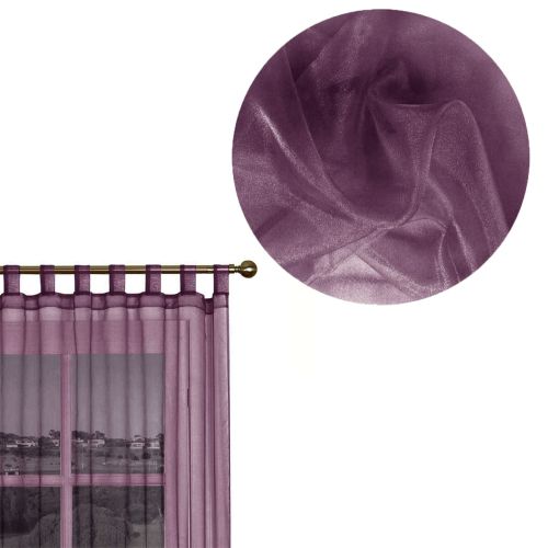 Pair of Organza Tab Top Curtains Eggplant (Also known as Chocolate) 70 x 213 cm