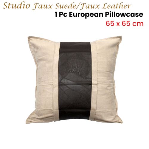 One Piece Studio Faux Suede/Faux Leather European Pillowcase 65 x 65 cm by Phase 2