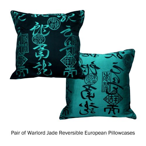 Warlord Jacquard Jade Pair of European Pillowcases 65 x 65 cm by Phase 2