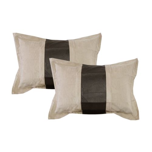 Pair of Studio Faux Suede/Faux Leather Standard Pillowcases 48 x 73 cm by Phase 2