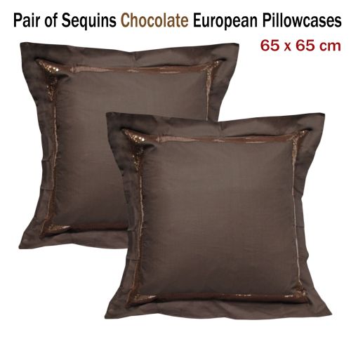 Pair of Sequins Chocolate European Pillowcases 65 x 65 cm by Accessorize