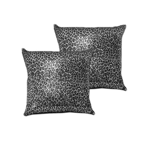 Pair of Leopard Black Sequined European Pillowcases 65 x 65 cm by Accessorize
