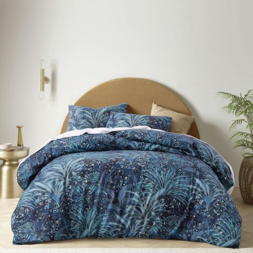 Palm Leopard Blue Digital Printed Cotton Quilt Cover Set by Accessorize