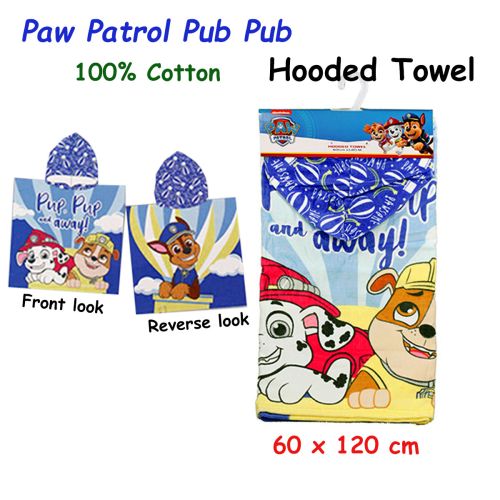 Paw Patrol Pub Pub Cotton Hooded Licensed Towel 60 x 120 cm by Caprice