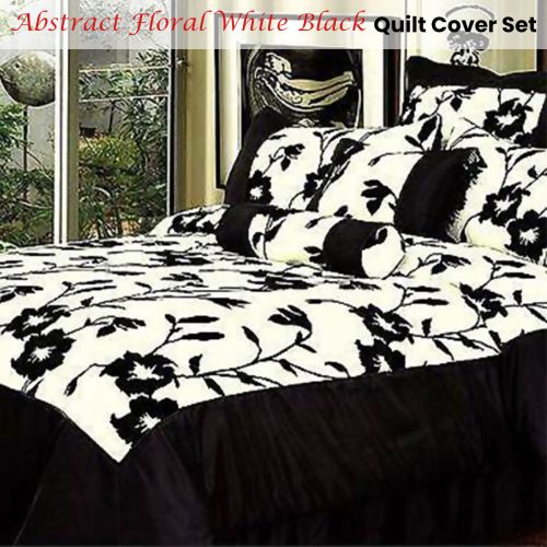 Abstract Floral White Black Flocking Quilt Cover Set by Phase 2
