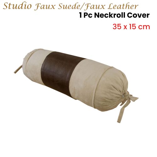 Studio Faux Suede/Faux Leather Neckroll Cover 15 x 35 cm by Phase 2