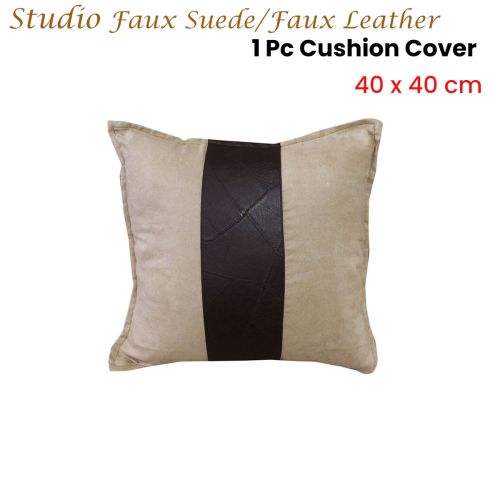 Studio Faux Suede/Faux Leather Square Cushion Cover 40 x 40 cm by Phase 2