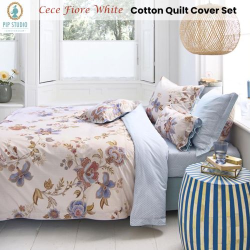 Cece Fiore White Cotton Quilt Cover Set by PIP Studio