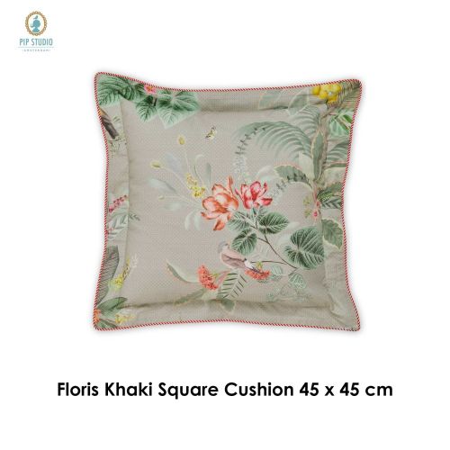 Floris Khaki Square Cushion by PIP Studio