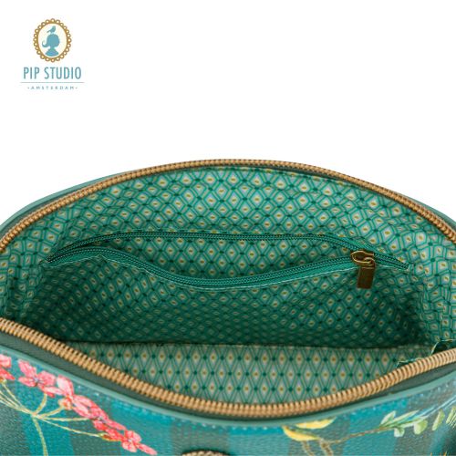 Fleur Grandeur Green Medium Triangle Cosmetic Bag by PIP Studio