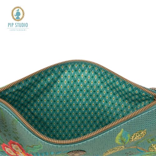 Fleur Mix Green Medium Cosmetic Flat Pouch by PIP Studio