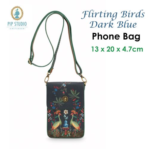 Flirting Birds Dark Blue Phone Bag by PIP Studio
