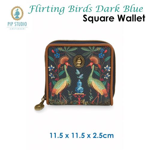Flirting Birds Dark Blue Square Wallet by PIP Studio