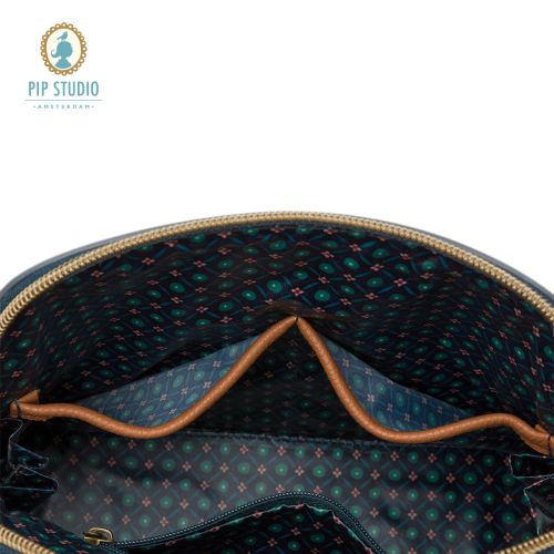 Flower Festival Dark Blue Medium Triangle Cosmetic Bag by PIP Studio