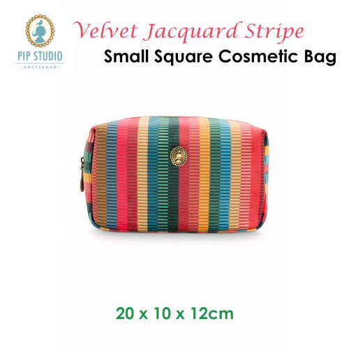 Velvet Jacquard Stripe Small Square Cosmetic Bag by PIP Studio