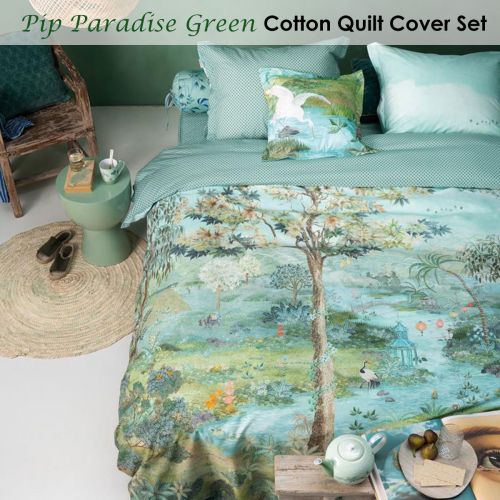 Pip Paradise Green Cotton Quilt Cover Set by PIP Studio