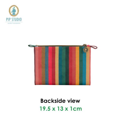 Velvet Jacquard Stripe Small Cosmetic Flat Pouch by PIP Studio