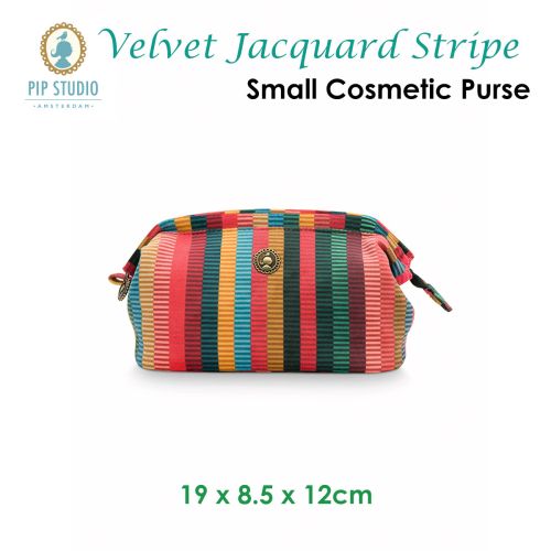 Velvet Jacquard Stripe Small Cosmetic Purse by PIP Studio
