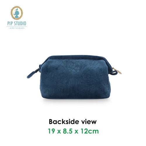 Velvet Quilted Dark Blue Small Cosmetic Purse by PIP Studio