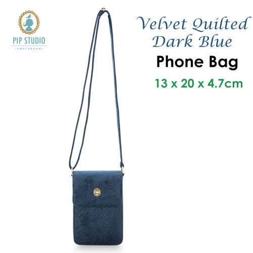 Velvet Quilted Dark Blue Phone Bag by PIP Studio