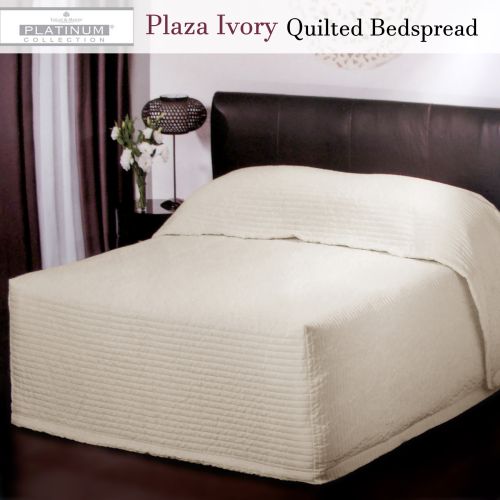 Plaza Ivory Quilted Bedspread with Reverse Sham by Platinum Collection