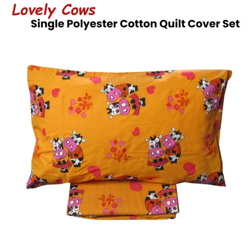 Lovely Cows Polyester Cotton Quilt Cover Set Single