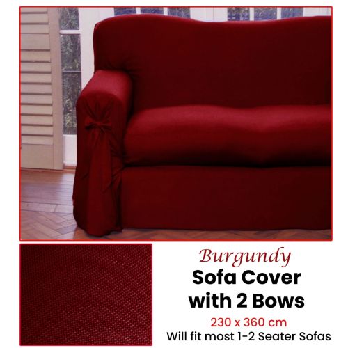 Burgundy Plain Dye Sofa Cover 1 to 2 Seater 230 X 360cm