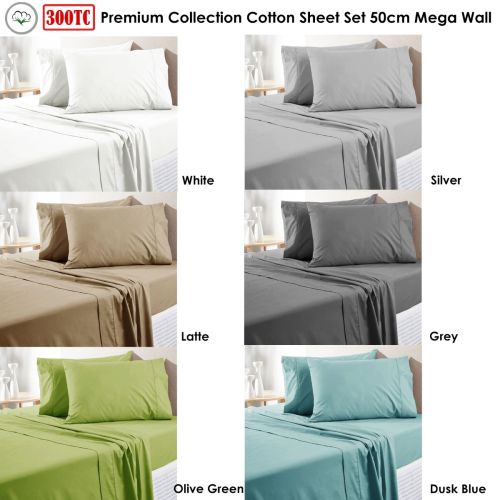 Premium Collection 300TC Pure Cotton Sheet Set 50cm Mega Wall