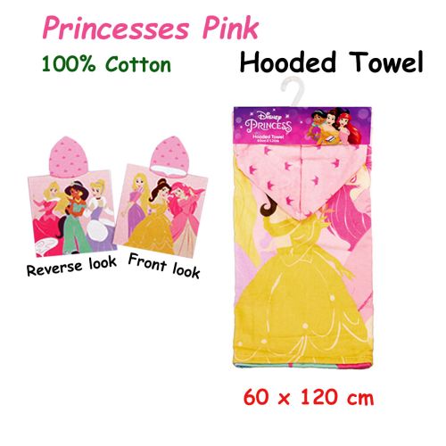 Princesses Pink Cotton Hooded Licensed Towel 60 x 120 cm by Caprice