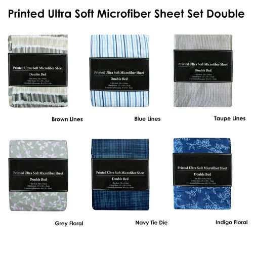 Printed Ultra Soft 90gsm Microfiber Sheet Set Double