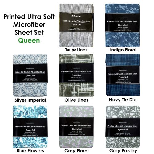Printed Ultra Soft 90gsm Microfiber Sheet Set Queen