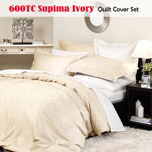 600TC Supima Ivory Quilt Cover Set by Private Collection