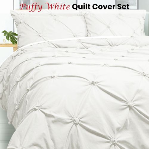 Puffy Quilt Cover Set White by Accessorize