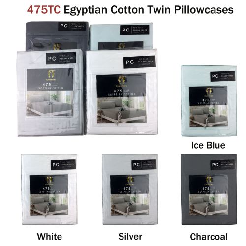 475TC Egyptian Cotton Twin Standard Pillowcases by Ramesses