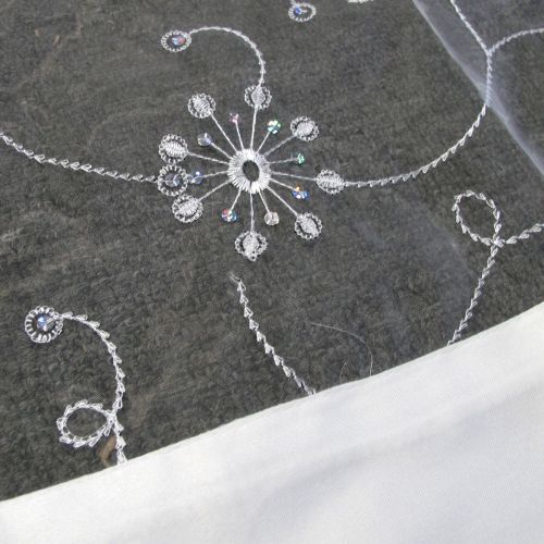 White Sequined Organza Glitter Table Cloth Topper 90 x 90 cm