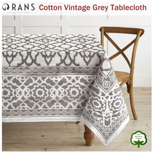 Pure Cotton Vintage Grey Tablecloth by Rans