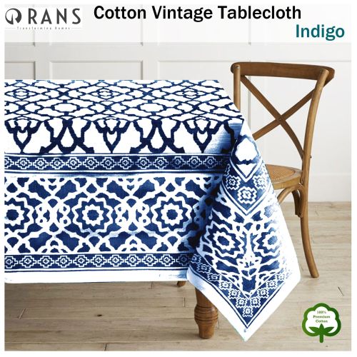 Pure Cotton Vintage Indigo Tablecloth by Rans