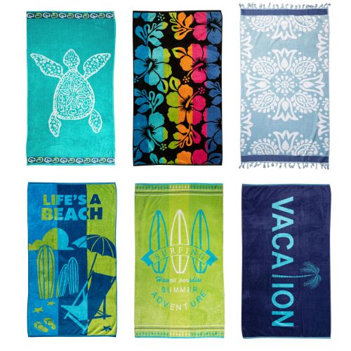 Premium Cotton Yarn Dyed Velour Jacquard Beach Towel 86 x 160 cm by Rans