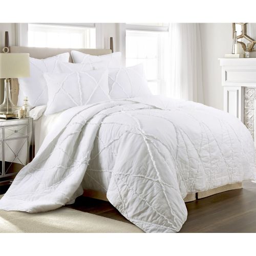 Bobby Ruffle White 3 Piece Cotton Cover Coverlet Set by Jenny Mclean